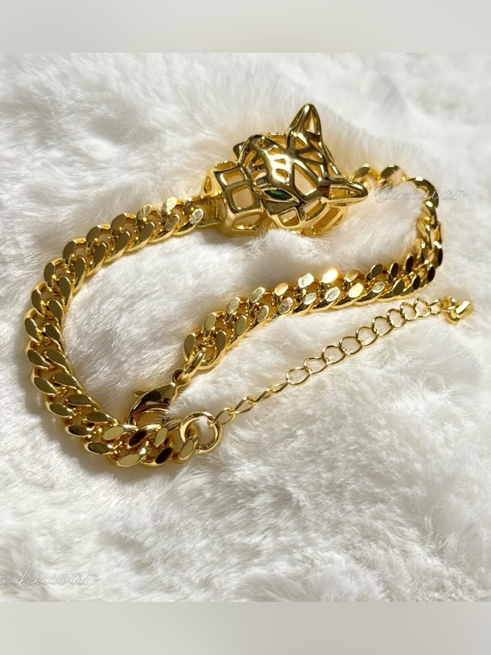 14k Gold Plated leopard Head Bracelet - Picture 4 of 4